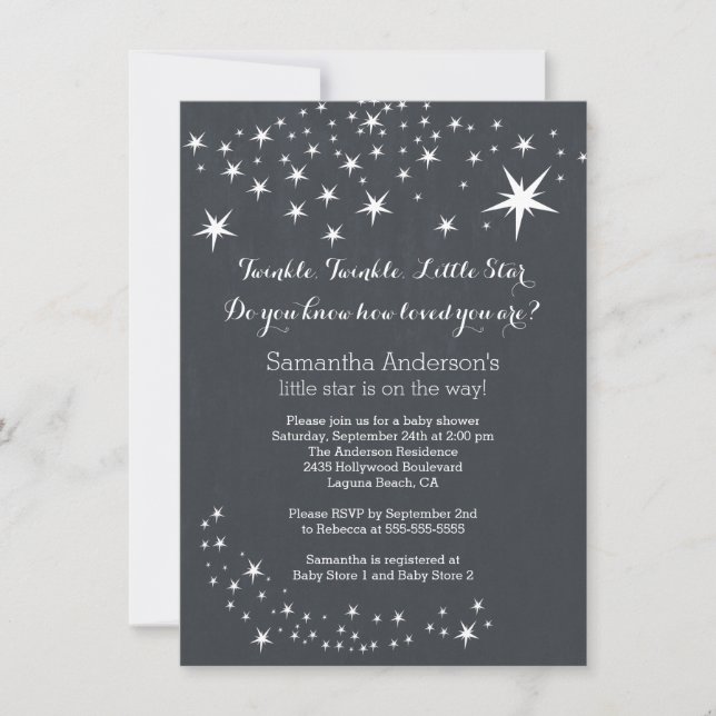 Modern Chalkboard Star Baby Shower Invitation (Front)