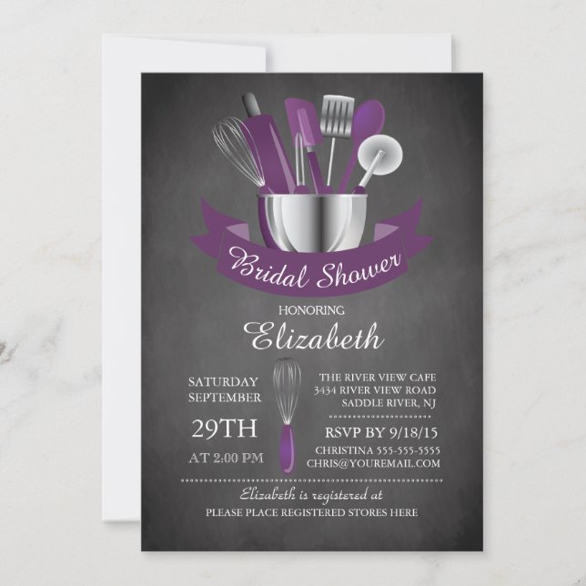 Modern Chalkboard Stock The Kitchen Bridal Shower Invitation (Front)