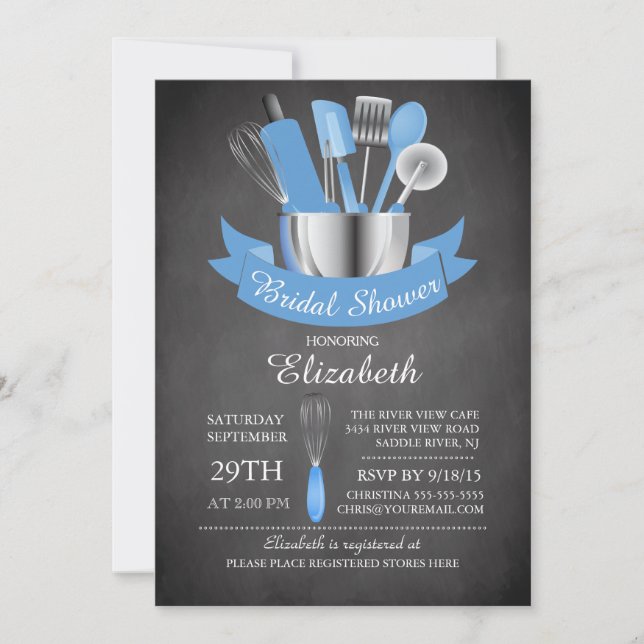 Modern Chalkboard Stock The Kitchen Bridal Shower Invitation (Front)