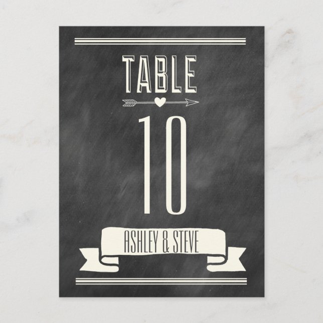 MODERN CHALKBOARD TABLE NUMBERS POSTCARD (Front)