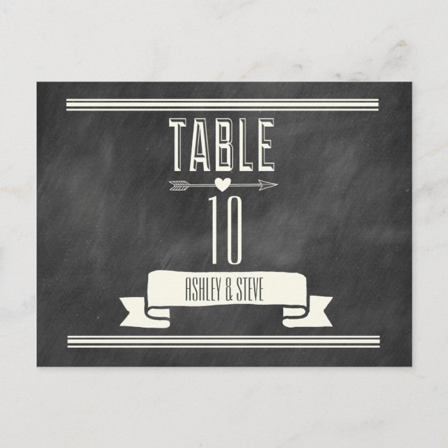 MODERN CHALKBOARD TABLE NUMBERS POSTCARD (Front)