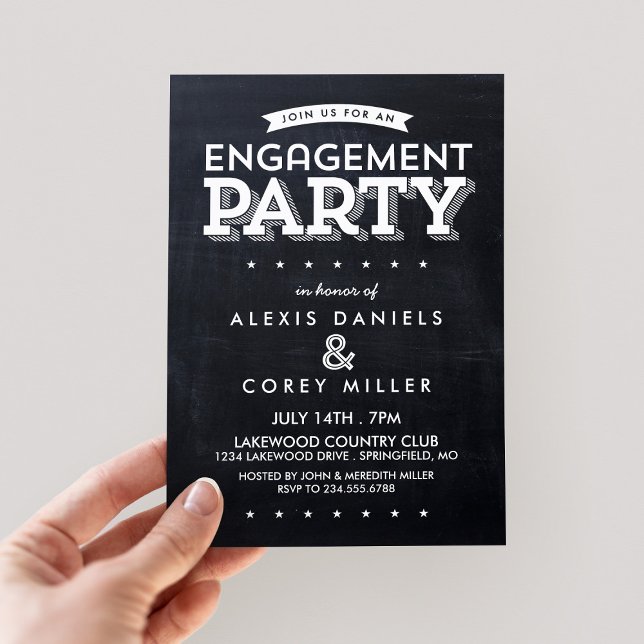 Modern Chalkboard Typography Engagement Party Invitation (Creator Uploaded)