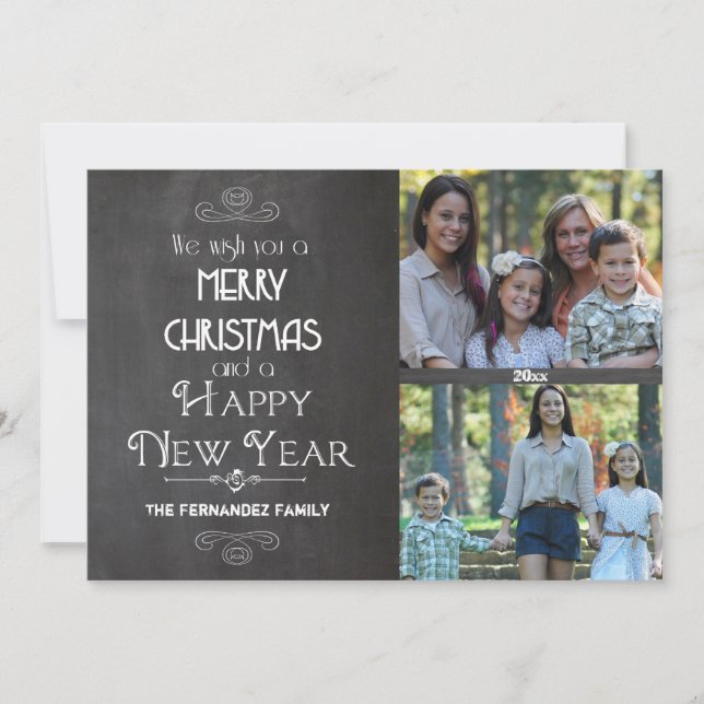 Modern Chalkboard Typography Flat Photo Card (Front)