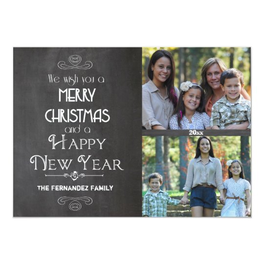 Modern Chalkboard Typography Flat Photo Card