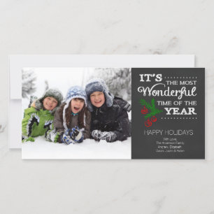 Modern Chalkboard Typography Holiday Photo Card