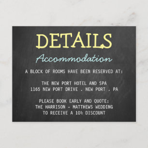 Modern Chalkboard Typography Wedding Detail Cards