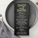 Modern Chalkboard Typography Wedding Menu Cards<br><div class="desc">Modern Chalkboard Typography Wedding Menu Cards. Add your custom wording to this design by using the "Edit this design template" boxes on the right hand side of the item, or click the blue "Customise it" button to arrange the text, change the fonts and colours and to also add additional information...</div>