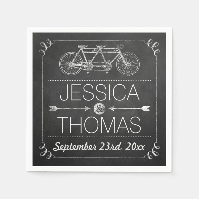 Modern Chalkboard Typography Wedding Napkins (Front)