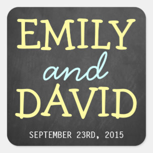 Modern Chalkboard Typography Wedding Stickers
