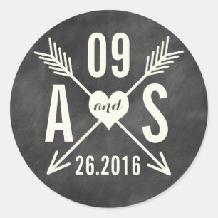 MODERN CHALKBOARD WEDDING CLASSIC ROUND STICKER