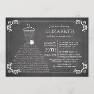 Modern Chalkboard Wedding Dress Bridal Shower Invitation