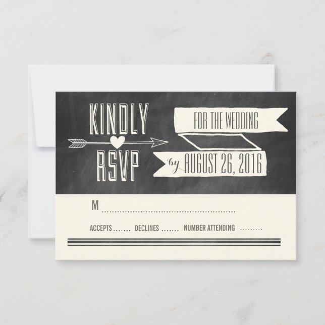 MODERN CHALKBOARD WEDDING RESPONSE CARD (Front)