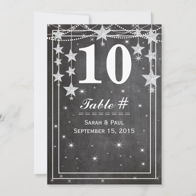 Modern Chalkboard Wedding Table No. Invitation (Front)