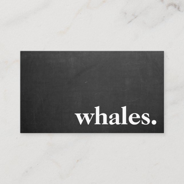 Modern Chalkboard Whales Business Card (Front)