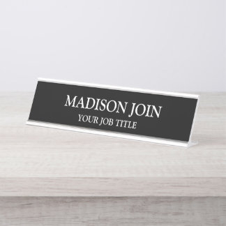 Modern Chambray black Office Employee  Desk Name Plate