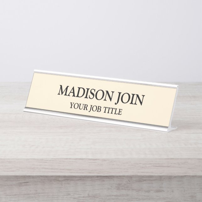 Modern Chambray Blue Office Desk Name Plate (Front)