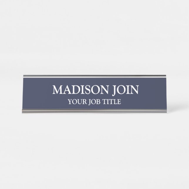 Modern Chambray navy Office Employee  Desk Name Plate (Front)