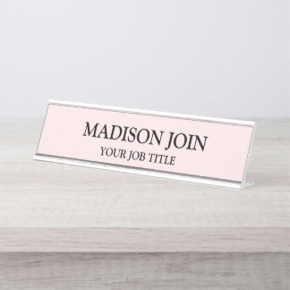 Modern Chambray pink Office Desk Name Plate