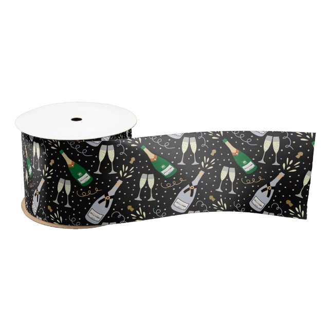 Modern Champagne Celebration New Years Eve Satin Ribbon (Spool)