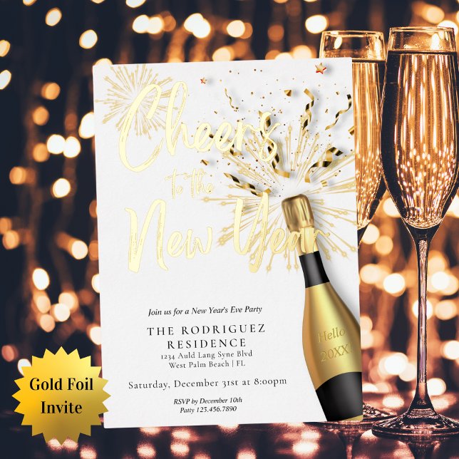 Modern Champagne Cheers to the New Year Party Gold (Creator Uploaded)