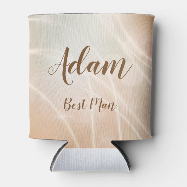 Modern Champagne Colour Bokeh Light & Typography Can Cooler (Front)