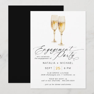 Modern Champagne   Cute Casual Engagement Party Invitation