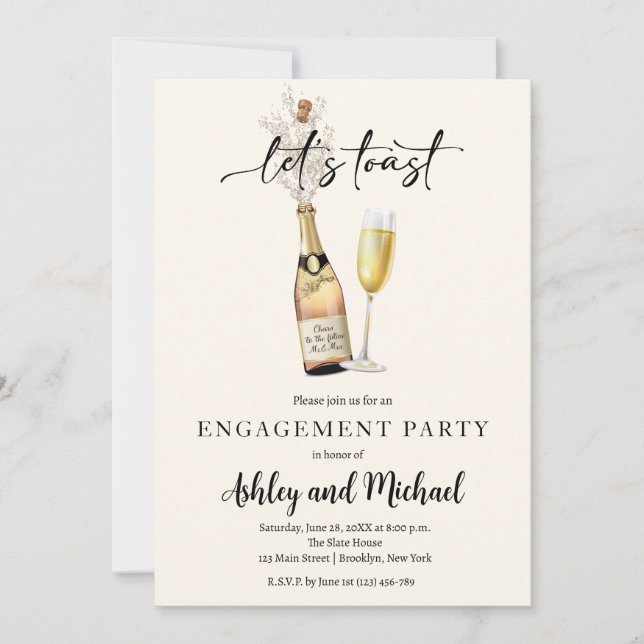 Modern Champagne Engagement Party Invitation (Front)