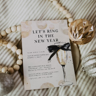 Modern Champagne Glass New Year’s Eve Party Invitation