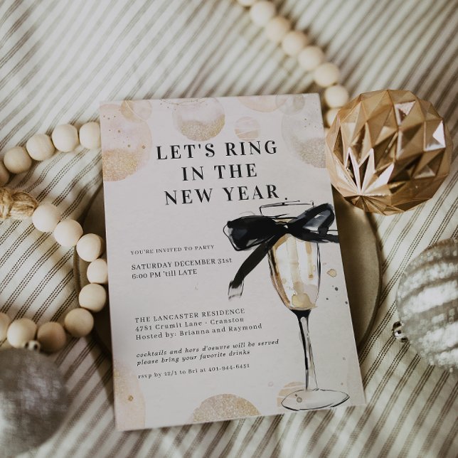 Modern Champagne Glass New Year’s Eve Party Invitation (Creator Uploaded)
