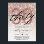 Modern Champagne Glitter 30th Birthday Invitation<br><div class="desc">Invite family and friends to celebrate 30th Birthday with these chic trendy invitations. Design featuring champagne sparkly glitter texture,  thirty in trendy handwritten script in black and rose gold colour. Personalise with your details in block capital lettering.</div>