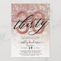 Modern Champagne Glitter 30th Birthday