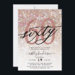 Modern Champagne Glitter 60th Birthday Invitation<br><div class="desc">Invite family and friends to celebrate 60th Birthday with these chic trendy invitations. Design featuring champagne sparkly glitter texture,  sixty in trendy handwritten script in black and rose gold colour. Personalise with your details in block capital lettering.</div>