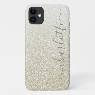 Modern Champagne Glitter Girly Chic Personalised iPhone 11 Case