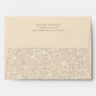 Modern Champagne Glitter Wedding Envelopes