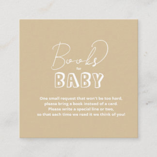 Modern Champagne Gold Baby Shower Books for Baby  Enclosure Card