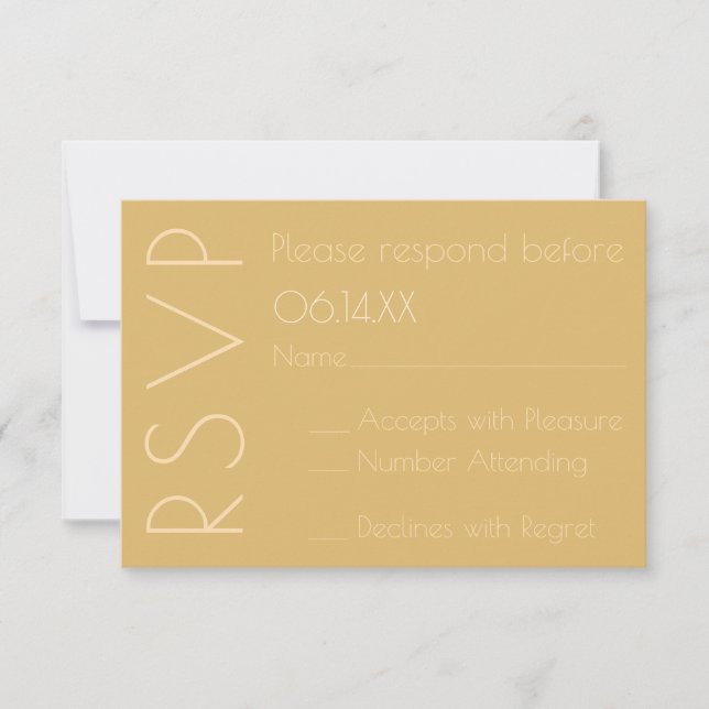 Modern Champagne Monotone Wedding RSVP Card (Front)