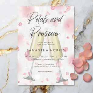 Modern Champagne Petals & Prosecco Bridal Shower Invitation