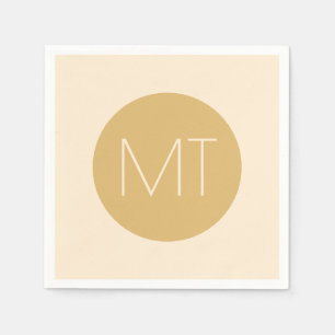Modern Champagne Tonal Initials Wedding Napkin