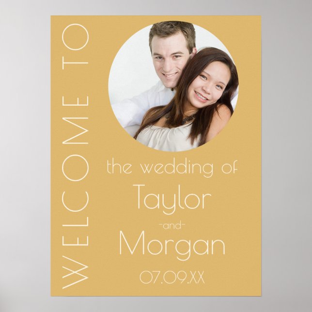Modern Champagne Tonal Photo Wedding Welcome Poster (Front)