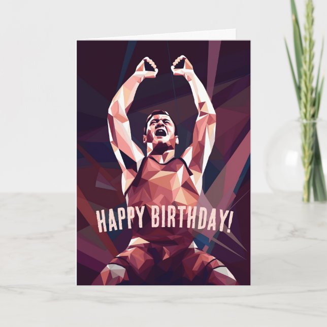 Modern Champion Wrestler Birthday Card (Front)