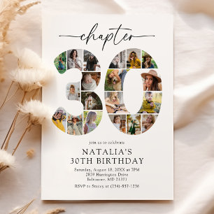 Modern Chapter 30 Photo 30th Birthday Invitation