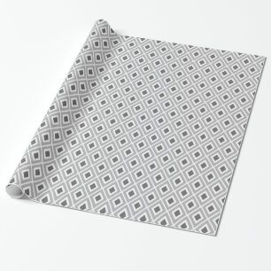 Modern Charcoal and Light Grey Ikat Pattern Wrapping Paper