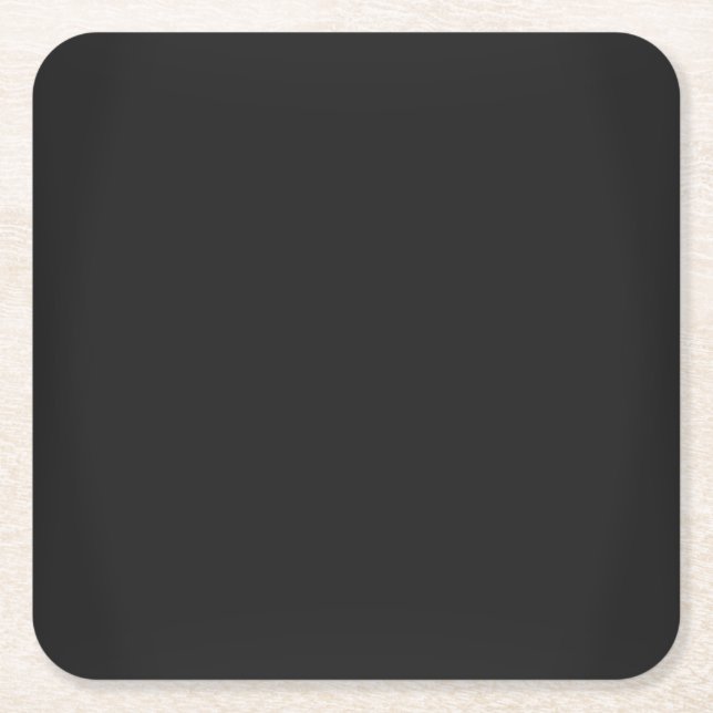 Modern Charcoal Black Customisable Square Paper Coaster (Front)