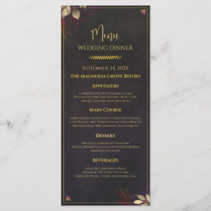 Modern Charcoal Black & Gold Wedding Dinner Menu