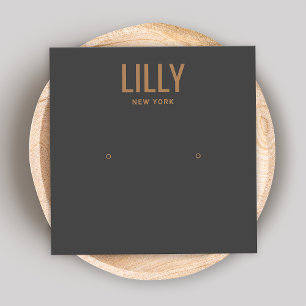 Modern Charcoal Black Stud Earring Display Card