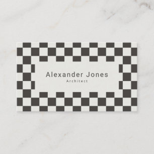 Modern Charcoal & Cream Checkered Pattern Business Card