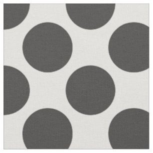 Modern Charcoal Grey and White Large Polka Dots Fabric