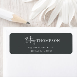 Modern Charcoal Grey Elegant Script Monogram