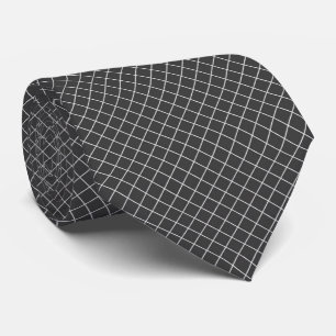 Modern Charcoal Grey Geometric Chain Link Tie