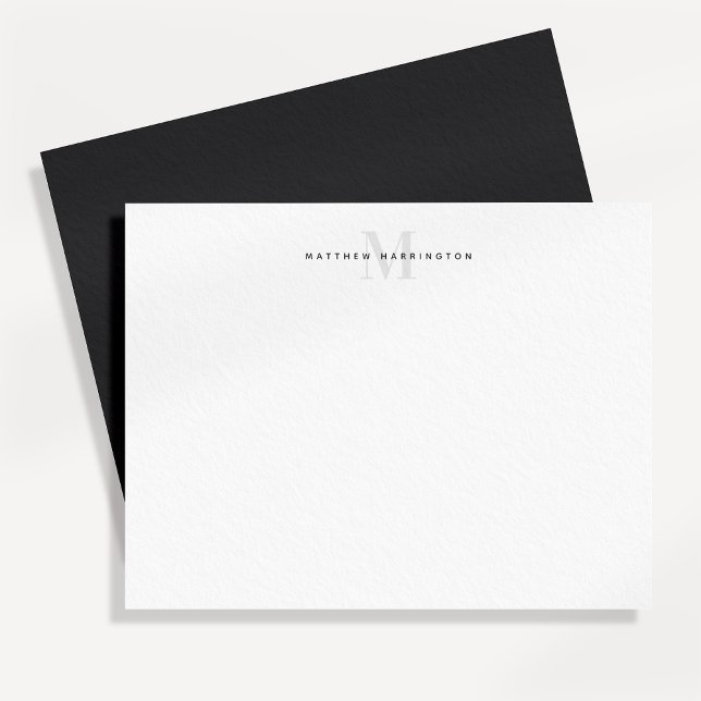 Modern charcoal grey monogrammed  stationery card (Creator Uploaded)